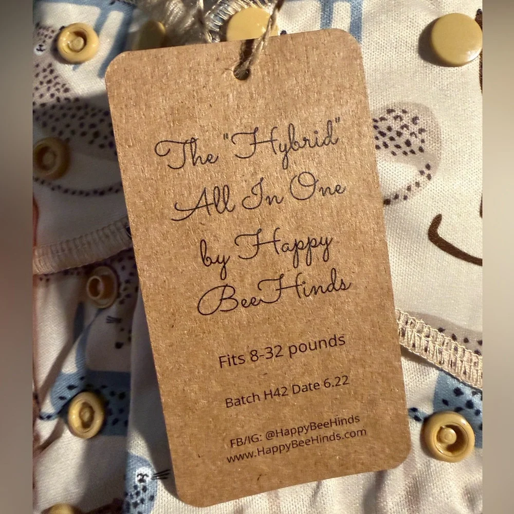 Brand New (with tags) HappyBeeHind 100% Cotton AIO Cloth Diaper Set - Picture 9 of 10